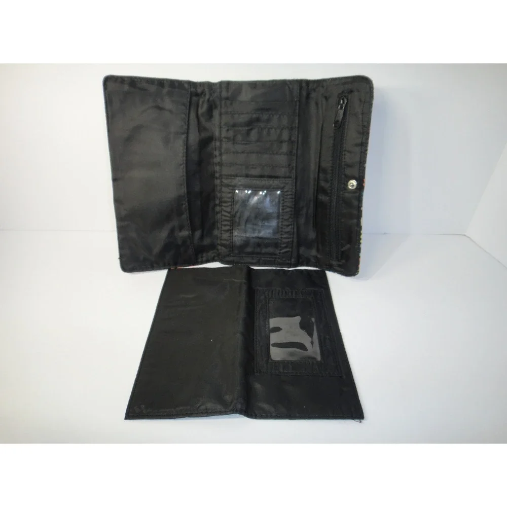 Disneyland Resort Mickey Mouse Trifold Wallet Multicolor Nylon Black Zipper Pull